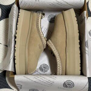 UGG TAZZ Tasman Suede PLATFORM SLIPPER Clog Shoe MUSTARD SEED
